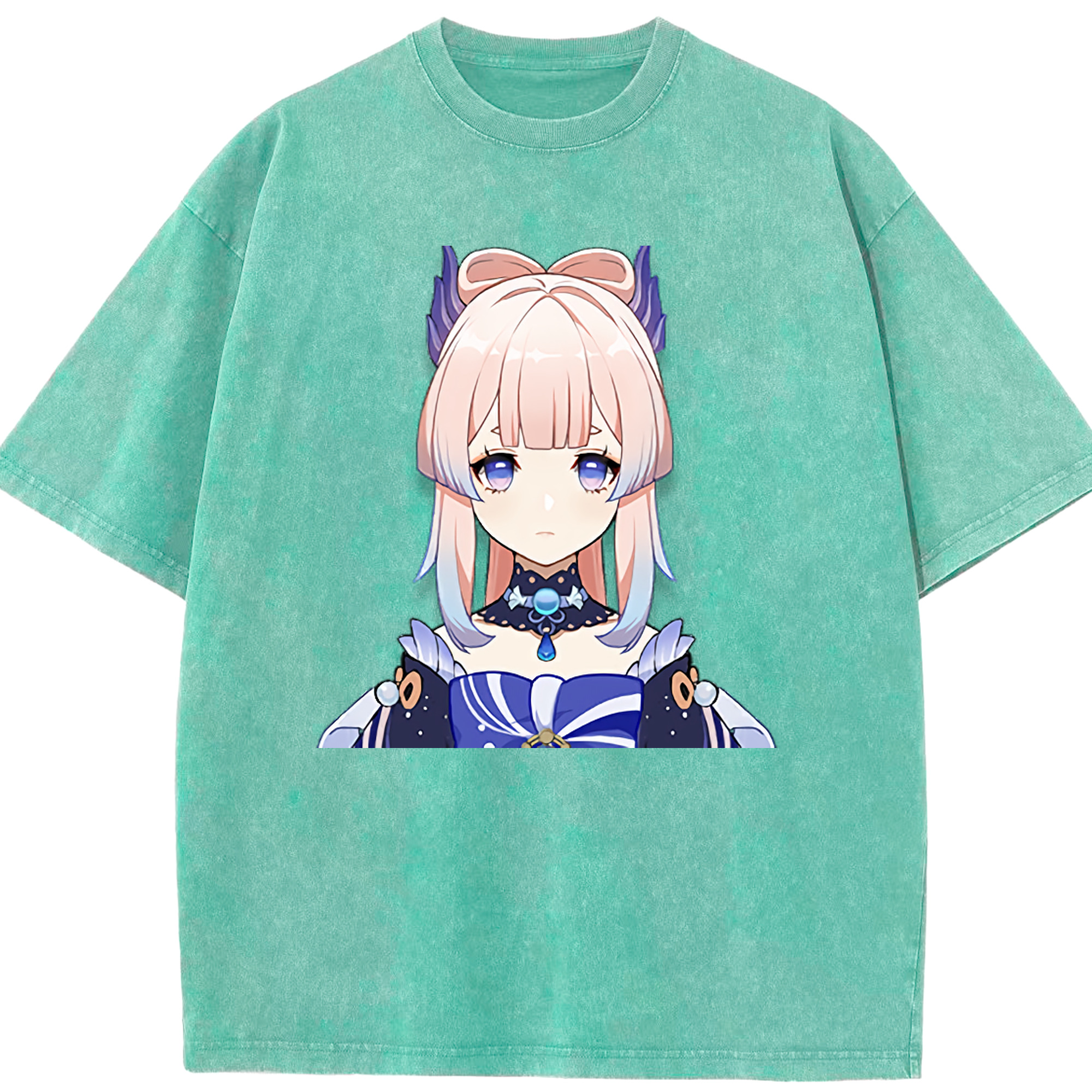 げんし神 珊瑚宮心海 サンゴノミヤ・ココミ genshin Sangonomiya Kokomi 綿100% ヴィンテージ風 半袖Tシャツ（フロントプリント）